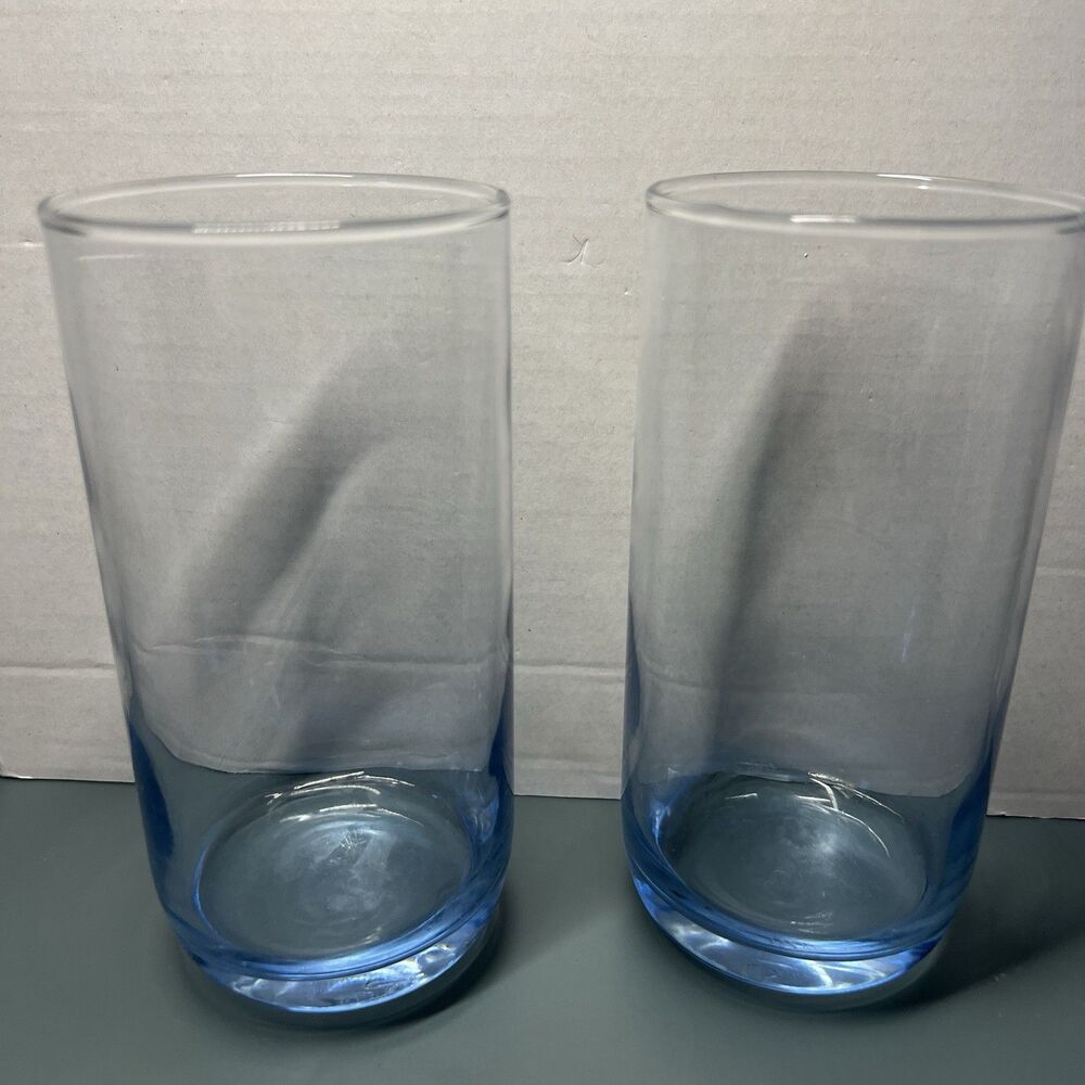 Vintage Libbey Impromptu Azure Blue 5.5" 5 5/8" Highball Cooler Glasses 2
